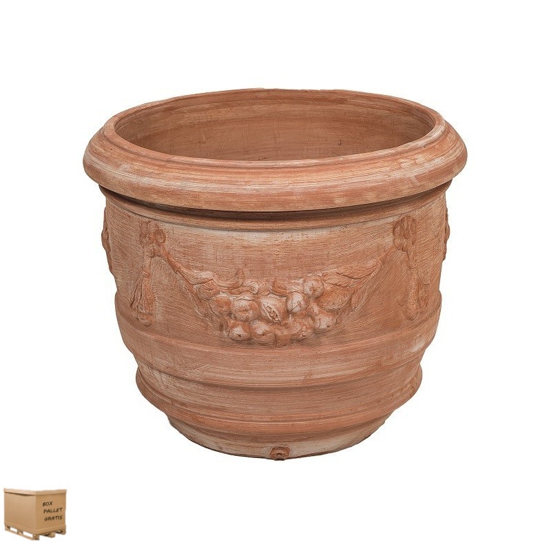 Vaso Tondo Barile Festonato Cm Tondo Terracotta