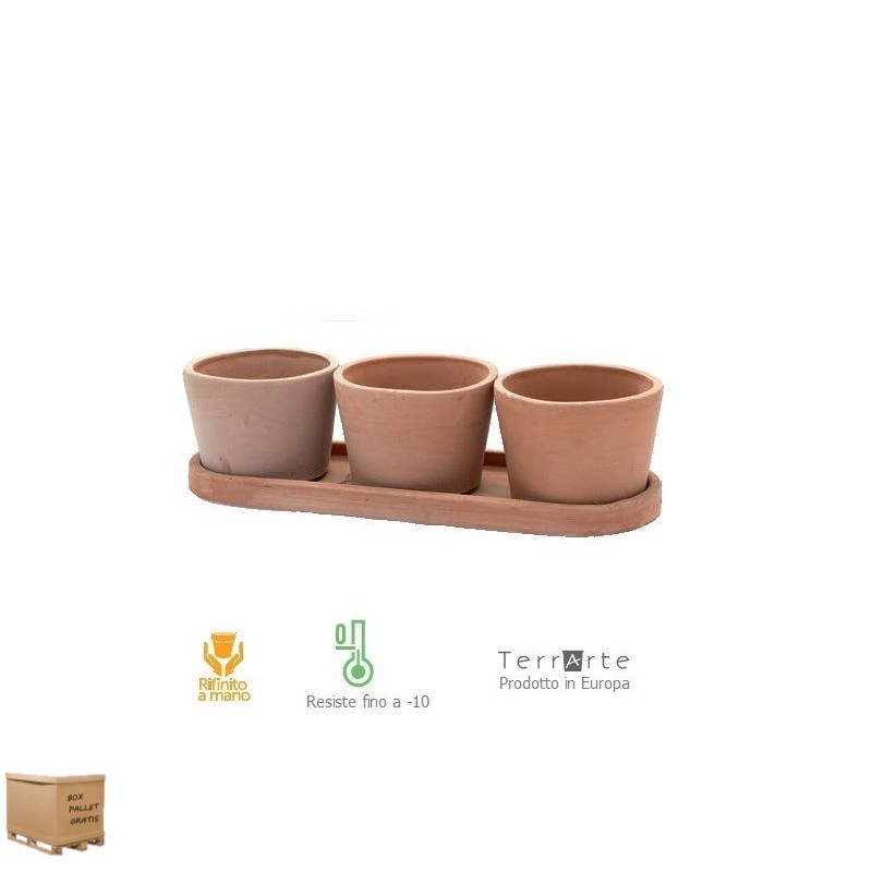 Vasi in terracotta Trio rotondo – Mignon per bonsai e piccoli fiori