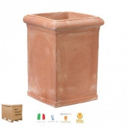 Vasi di terracotta Quadrato Pilone Toscano Liscio cm.60 – Alto terracotta Trequanda antigelo