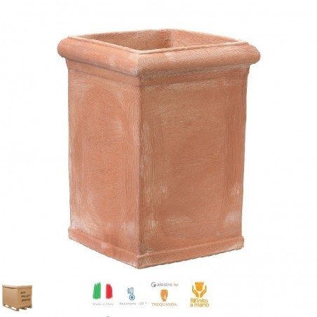 Vasi di terracotta Quadrato Pilone Toscano Liscio cm.60 – Alto terracotta Trequanda antigelo