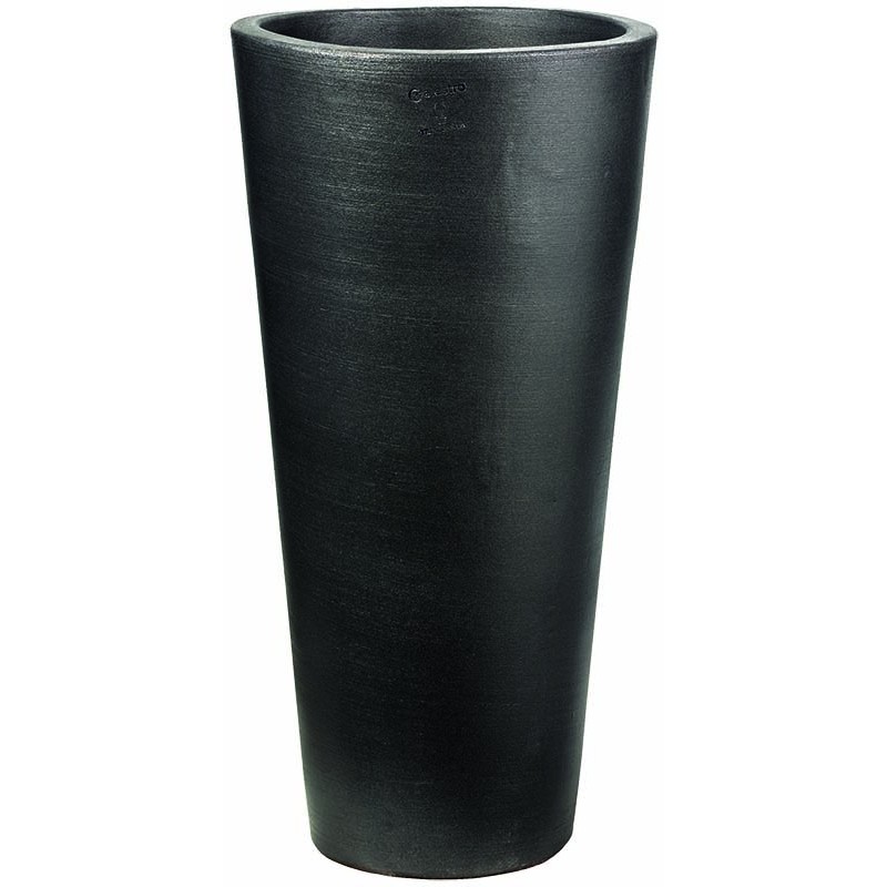 Vaso di terracotta Rotondo Alto moderne  Antracite  cm. 70  con sottovaso
