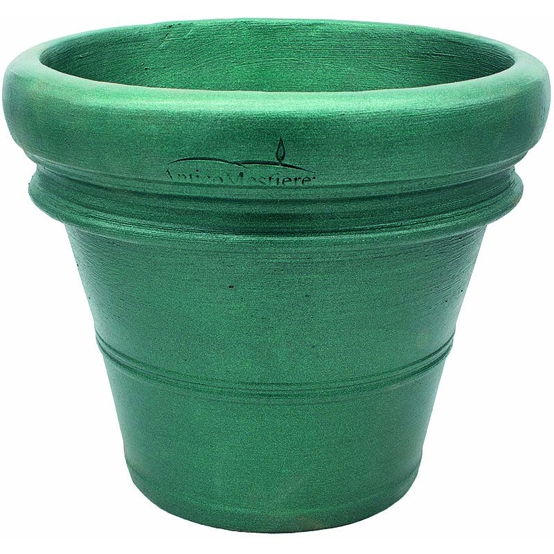 Vaso di terracotta Doppio Bordo Liscio  Emerald cm. 30  con sottovaso